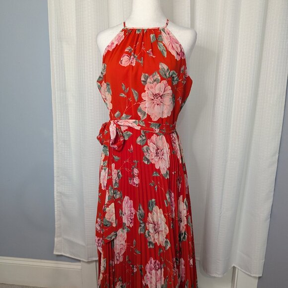 Eliza J Red Floral Maxi Dress, Size 8 - Picture 1 of 8